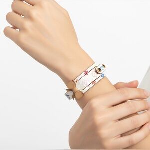 Louis Vuitton White Murakami Monogram ID Bracelet with Gold Hardware